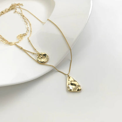 Unisex Layered Choker Necklace with Triangle Pendant - Multi-chain Collarbone Necklace for Men & Women