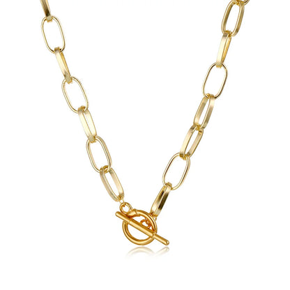 Vintage Op Buckle Clavicle Necklace - Retro Alloy Streetwear Choker for Fashion Photography