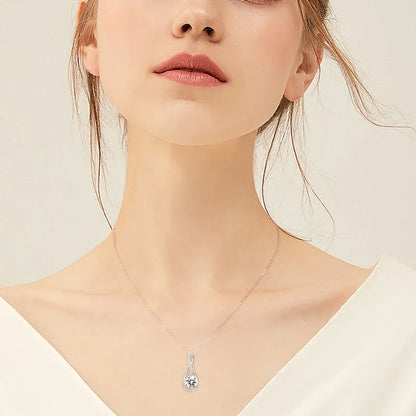 OXTAO 8MM Infinity Moissanite Pendant Necklace Female Jewelry Sterling 925 Silver Birthday Jewelry Gift With Certified