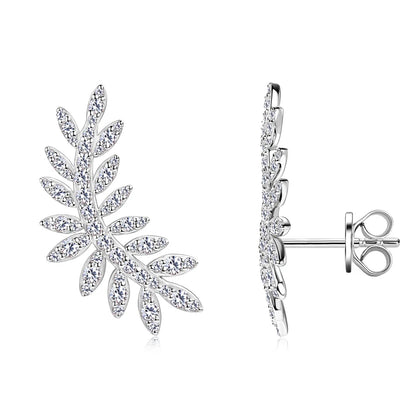OXTAO Leaf-Shaped Earrings Jewelry for Women 925 Sterling Silver D VVS1 Moissanite Earrings Fashion Wedding Accessories