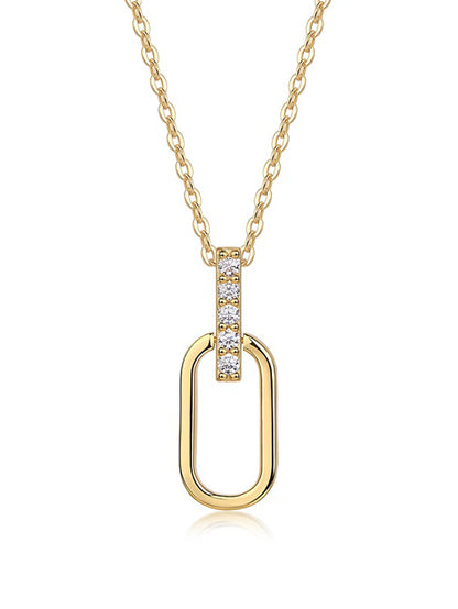 JIUZUAN Geometric Pendant Necklace 925 Silver 18K Gold Plated Stylish Jewelry for Women Gift Comes with GRA Certificate