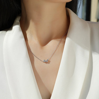 JIUZUAN Three Stone Moissanite Necklace 925 Silver 18K Gold Plated Elegant Jewelry Gift for Women Comes with GRA Certificate