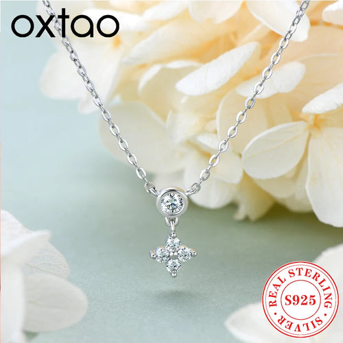 OXTAO Ladies' Fashionable Collarbone Chain Moissanite Diamond Necklace 925 Sterling Silver Fine Jewelry Birthday Gift