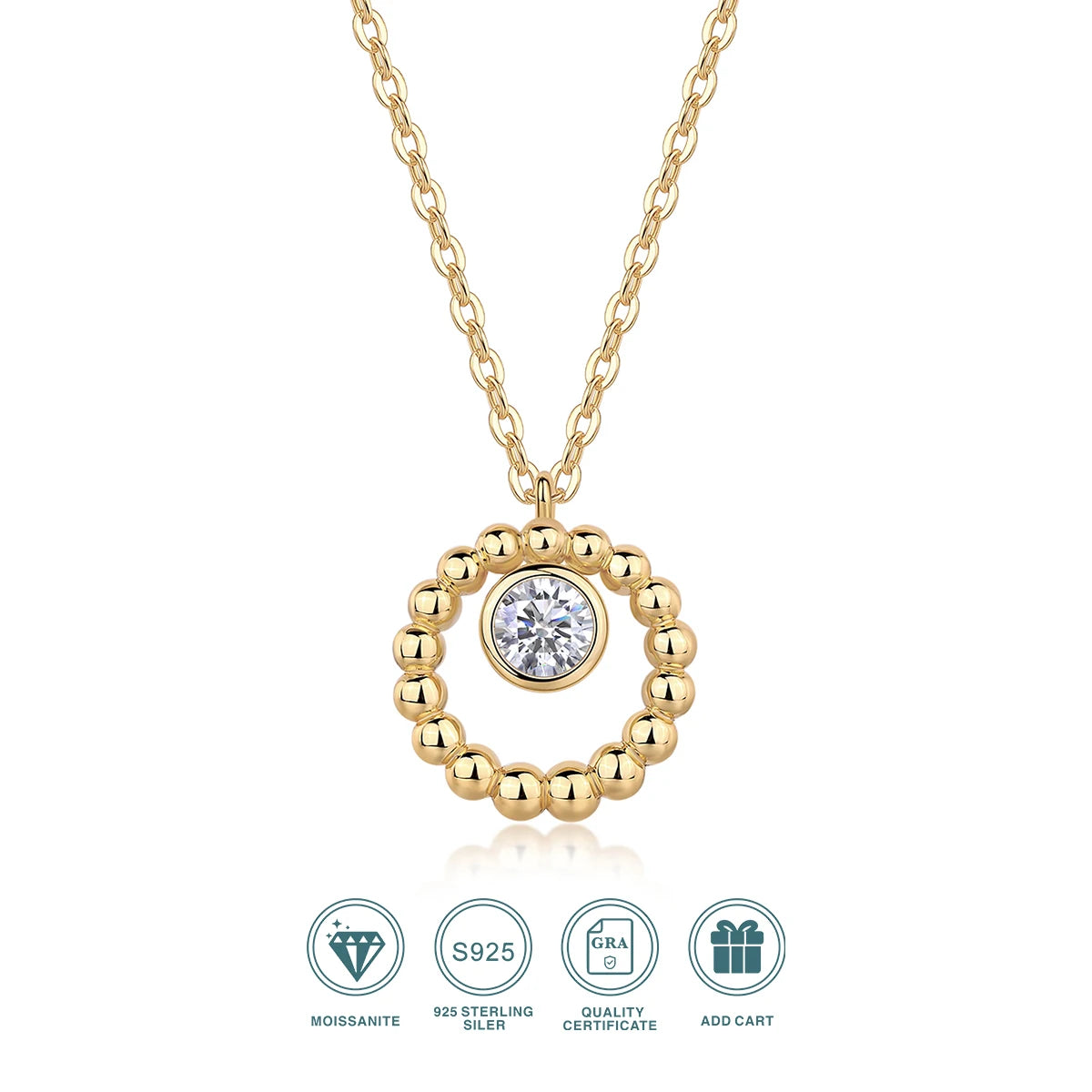 Material 100% 925 Sterling Silver Necklace  Main Stone Weight/Quantity  1 Moissanite Diamond  Gemstone Size  White Moissanite Di