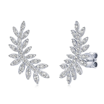 OXTAO Leaf-Shaped Earrings Jewelry for Women 925 Sterling Silver D VVS1 Moissanite Earrings Fashion Wedding Accessories