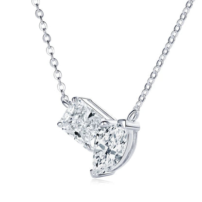 OXTAO Real 925 Silver Rectangular Oval Cut 3.0CTMoissanite Pendant Necklace Adjustable Clavicle Chain Necklace Fine Jewelry Gift
