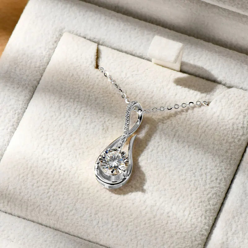 OXTAO 8MM Infinity Moissanite Pendant Necklace Female Jewelry Sterling 925 Silver Birthday Jewelry Gift With Certified