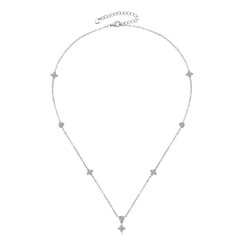OXTAO Ladies' Fashionable Collarbone Chain Moissanite Diamond Necklace 925 Sterling Silver Fine Jewelry Birthday Gift