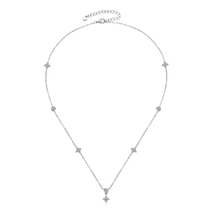 OXTAO Ladies' Fashionable Collarbone Chain Moissanite Diamond Necklace 925 Sterling Silver Fine Jewelry Birthday Gift
