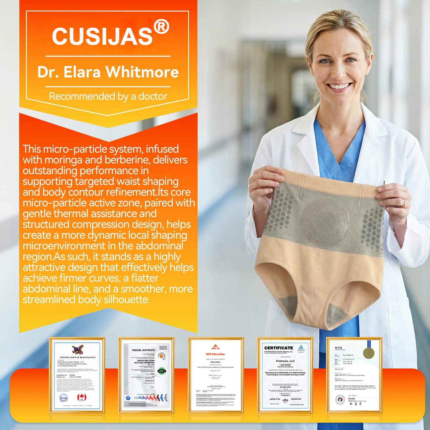 CUSIJAS® Moringa & Berberine 4-In-1 Micro-Particle Sculpting & Fat-Burn Shorts
